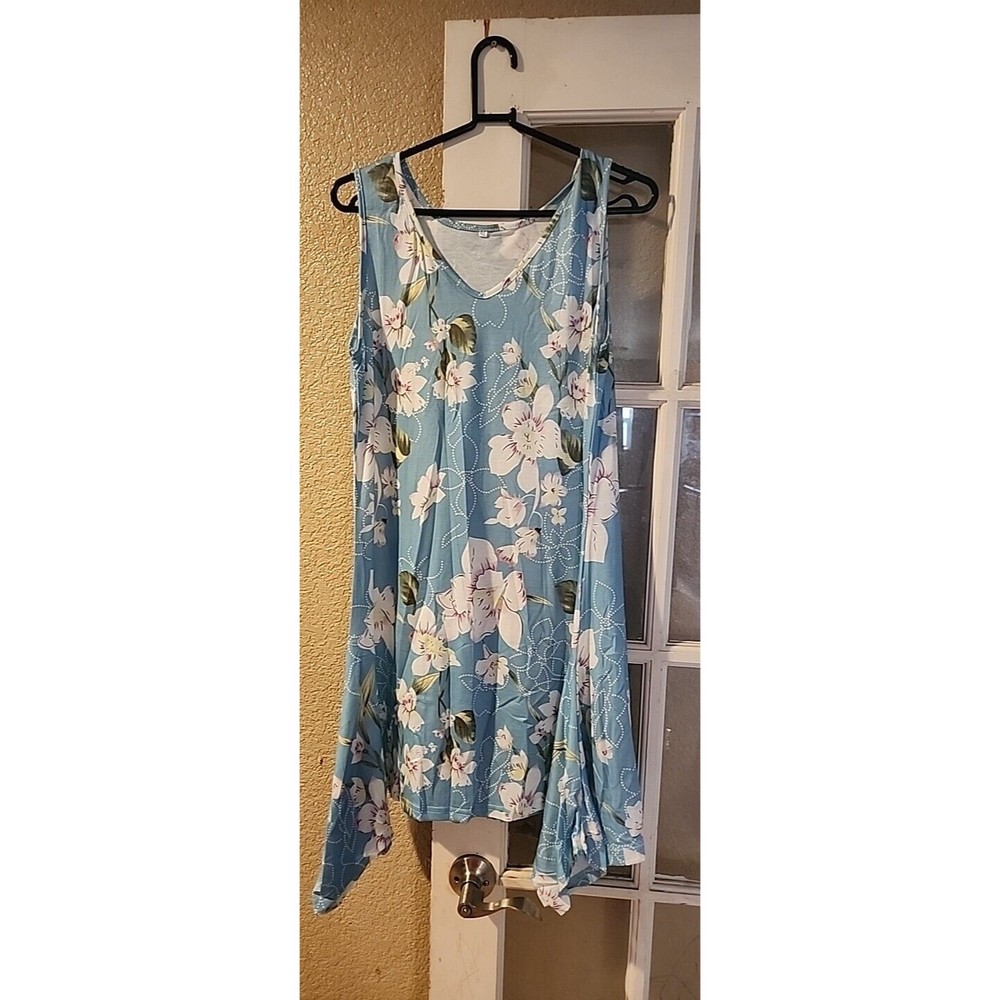 Women's Blue Floral Dress Medium/Large Summer Lightweight Flowers